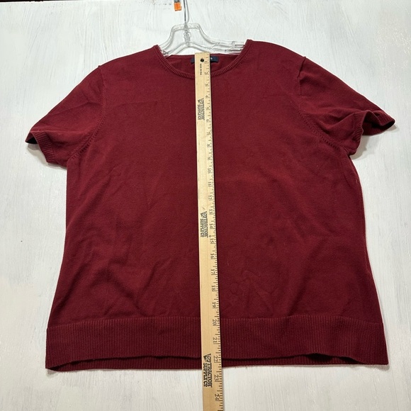 Lands’ End Women’s Twinset Sweater Cardigan & Shell Dark Burgundy L/P Cotton - Picture 4 of 11